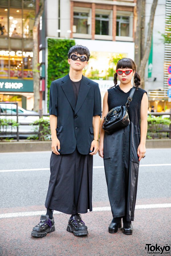 All Black Vintage Street Fashion w/ Comme des Garcons, Ashinaga Ojisan & New Rock