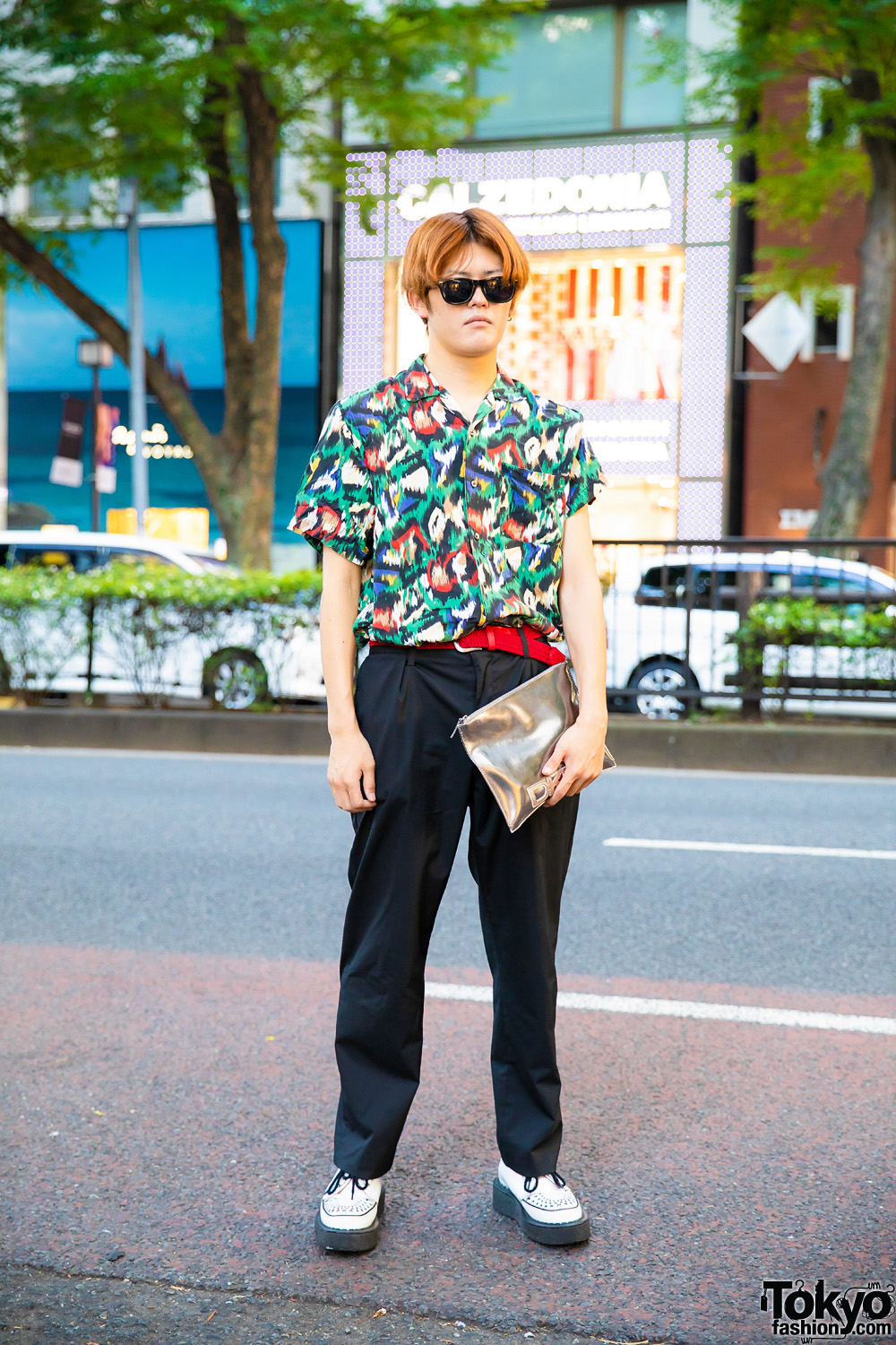 Smart Casual Harajuku Street Style w/ Graphic Print Shirt, Black 