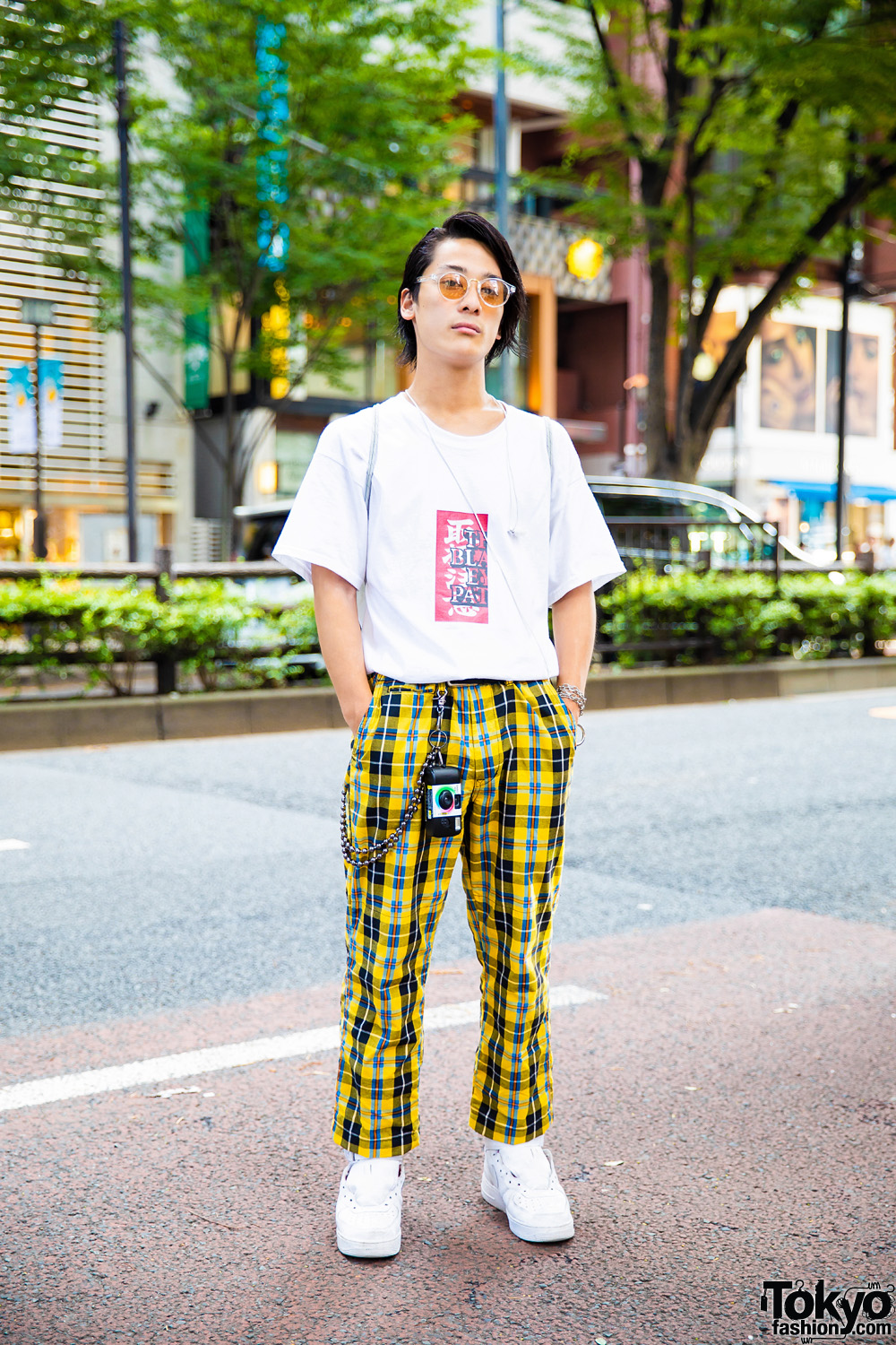 Yellow Plaid Pants Harajuku Streetwear Style w/ BlackEyePatch, Gosha Rubchinskiy, Nike & Utsurundesu