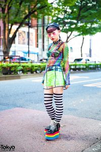 Japanese Nailist in Harajuku w/ Mixed Prints & Rainbow Platforms, Dolls