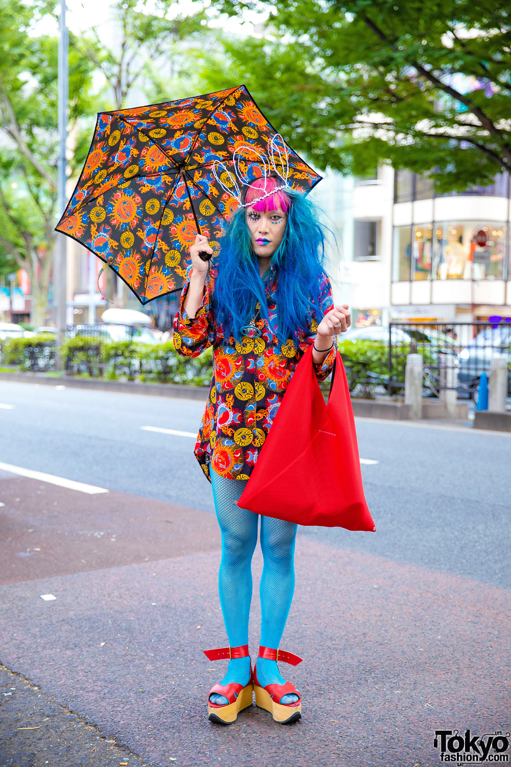 Japanese Fashion Buyer & Model in Harajuku w/ Blue Hair, Vivienne 