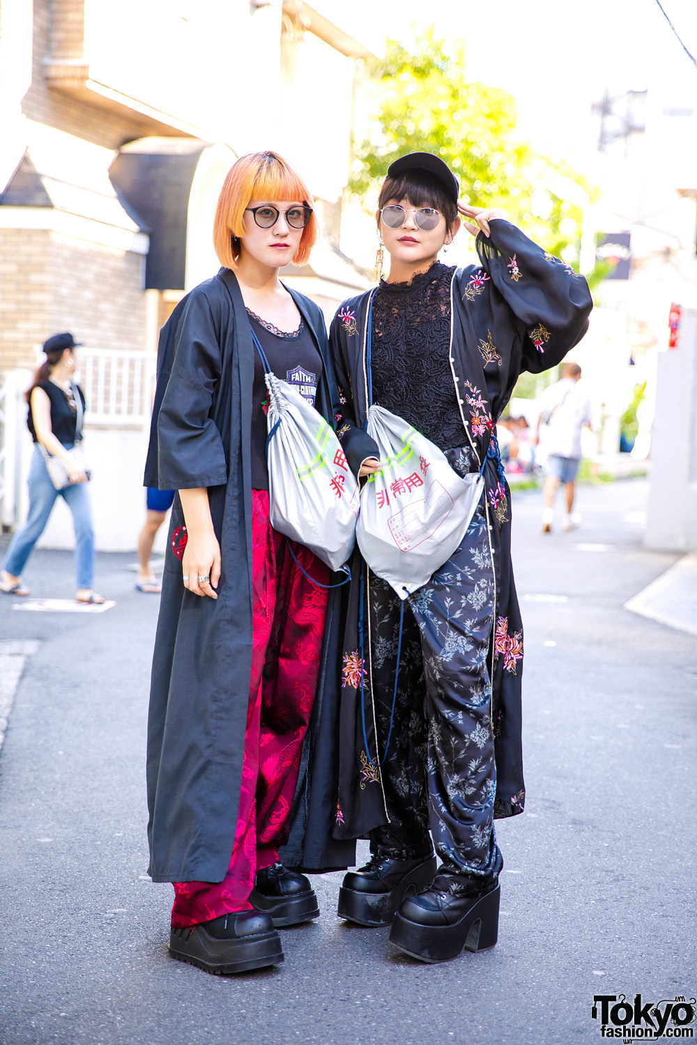 Harajuku Girls in Long Coats, Black Lace & Platforms w/ Faith Tokyo, Demonia, Vivienne Westwood & Never Mind the XU