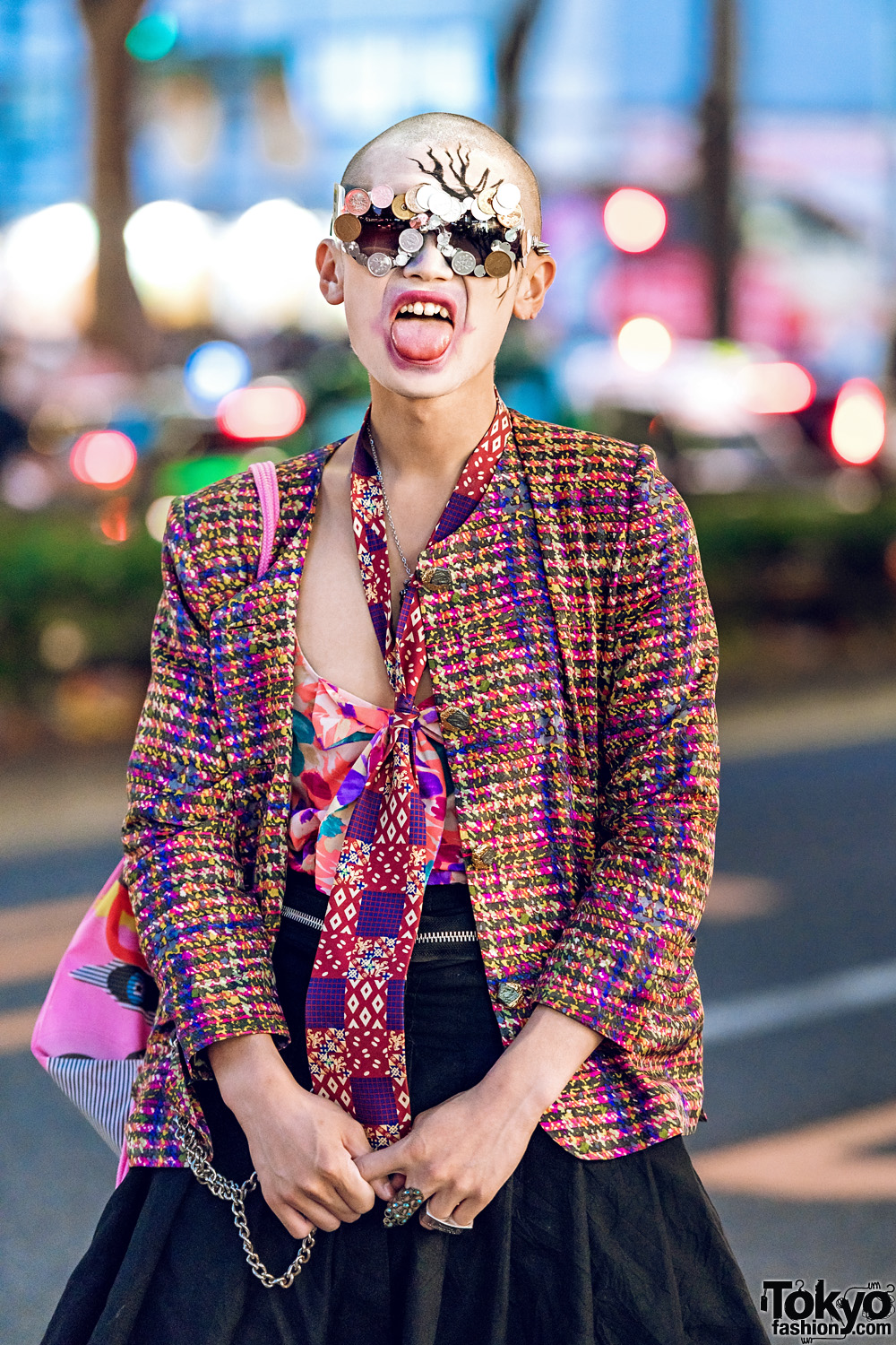 Japanese Fashion Designer in Avant-Garde Street Style w/ Necktie, Comme