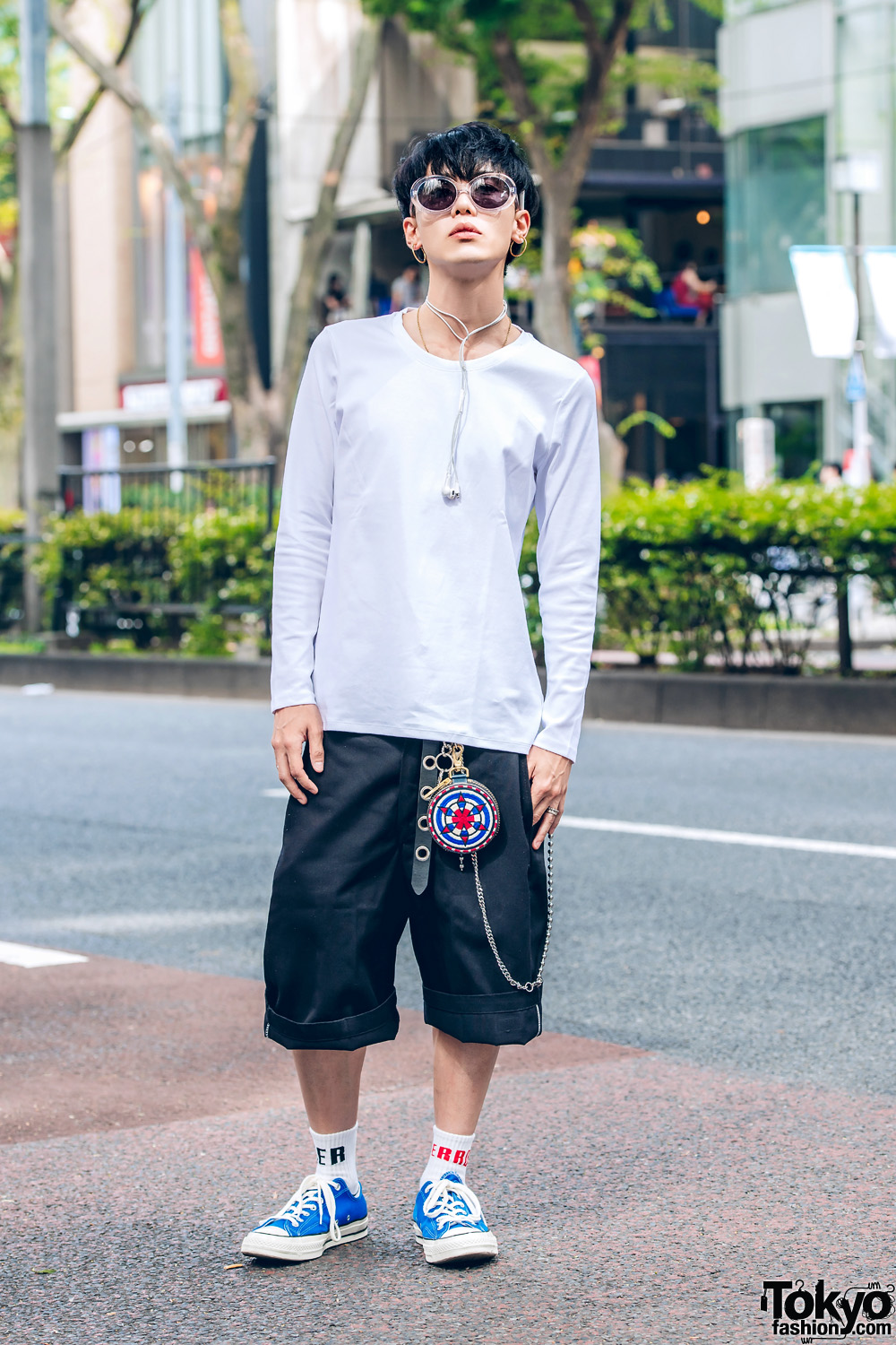 Symbolic Tokyo Fashion Designer in Casual Streetwear Style w/ Alexander  Wang, Dickies Tailored Shorts, Converse, BlackMeans & Chrome Hearts – Tokyo  Fashion