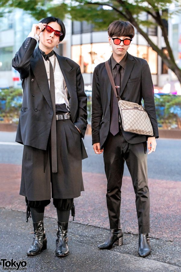 Japanese Menswear Street Styles w/ Red Glasses, Hugo Boss, Edifice, Remake Shirt, Shorts Over Pants, Dior Boots & Gucci Sling