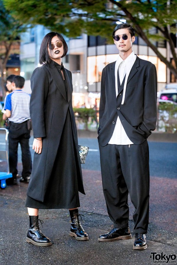 Yohji Yamamoto Streetwear Styles in Harajuku w/Dr. Martens Boots, Kei Shigenaga Sunglasses & Bao Bao Issey Miyake Clutch