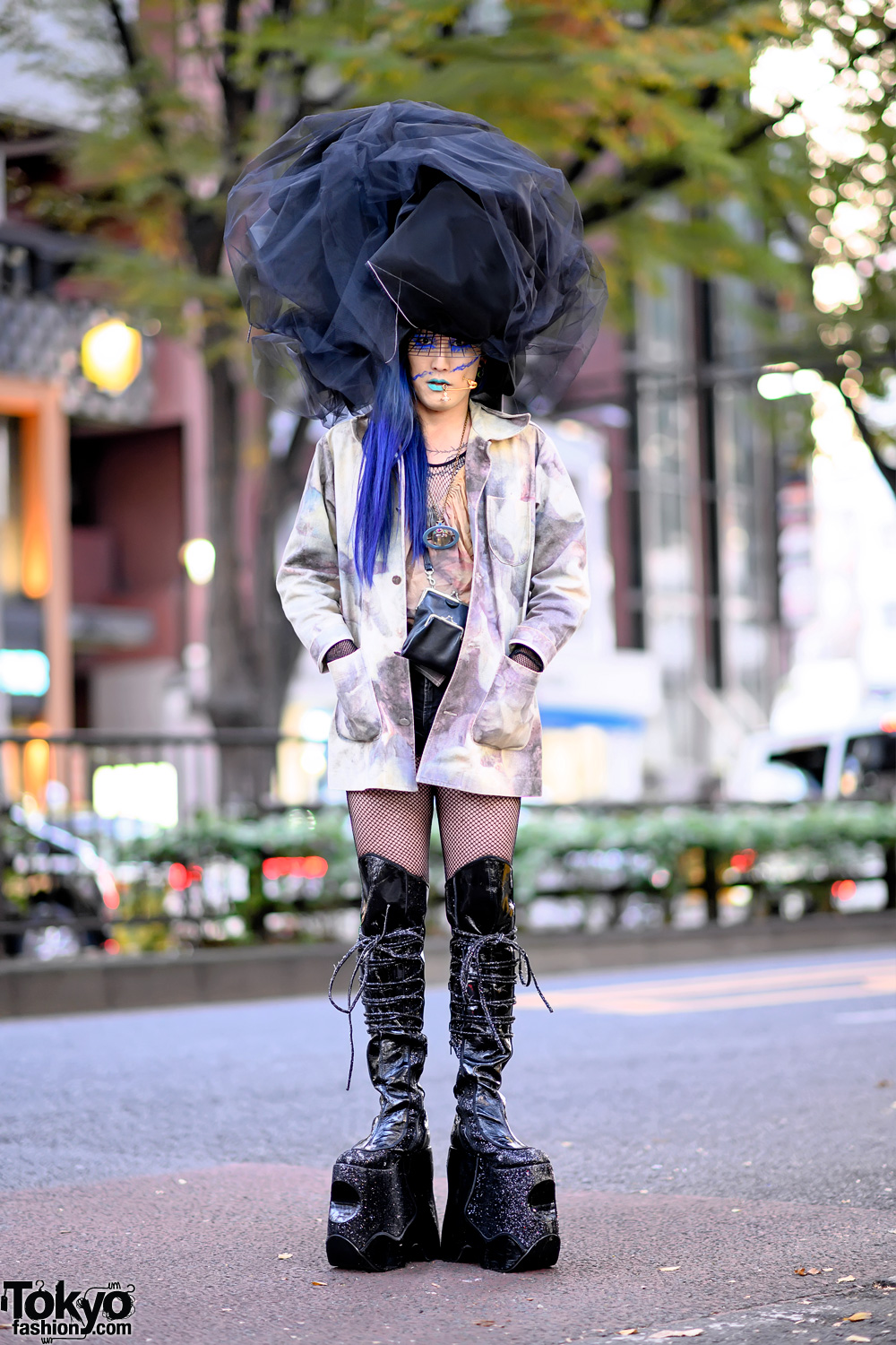 Harajuku Fashion Buyer in Avant-garde Handmade Hat, Vivienne Westwood, Yohji & Pleaser Platform Boots