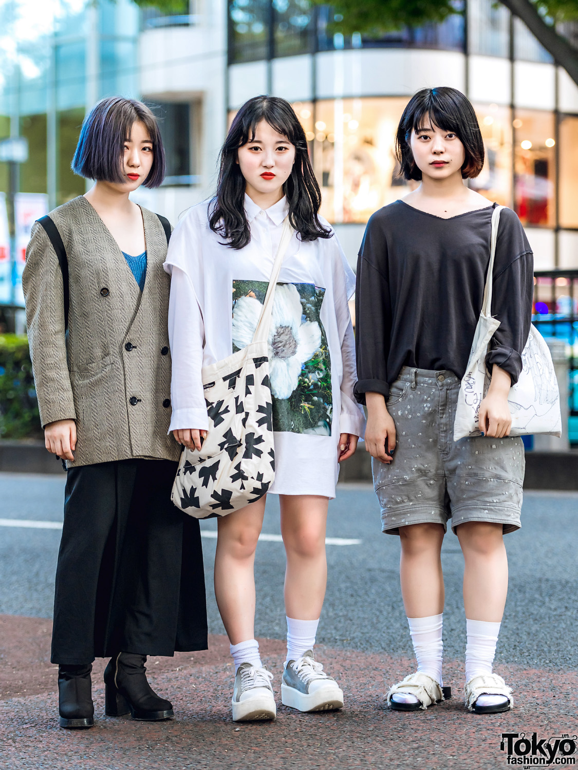 Harajuku Girl Trio in Casual Street Styles w/ Fendi, Yohji Yamamoto, Open The Door, Balmung, Comme des Garcons, Tokyo Bopper & Tsumori Chisato