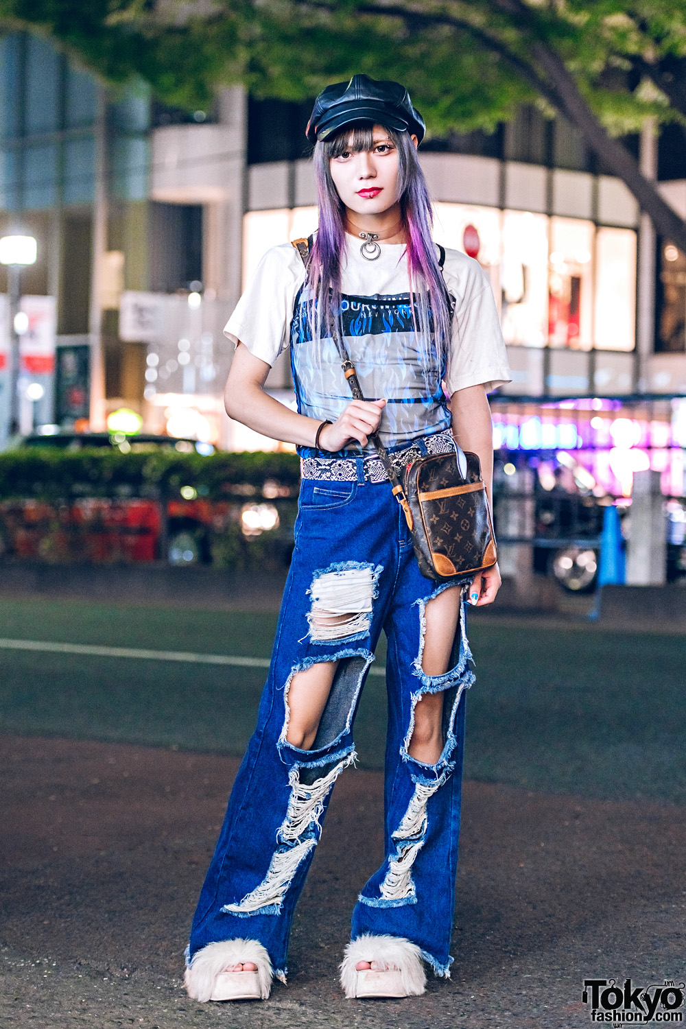 Ripped Jeans & Faux Fur Shoes Harajuku Street Style w/ M.Y.O.B., Current  Mood, Fig & Viper, Louis Vuitton, Jeffrey Campbell & WEGO – Tokyo Fashion