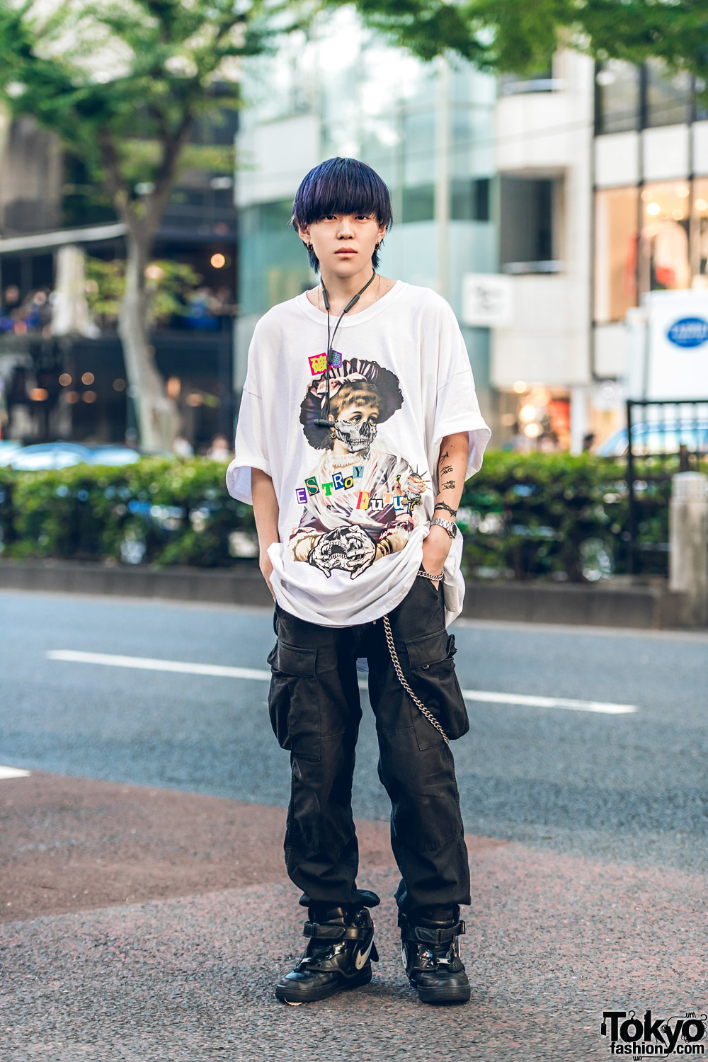 Harajuku Guy in Punk Inspired Streetwear w/ Comme des Garcons, Supreme, Nike & Chrome Hearts