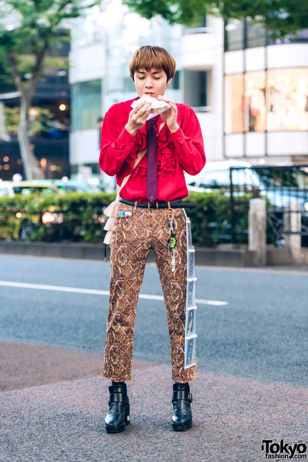 Harajuku Street Style w/ Nogizaka46 Photos, Ruffle Shirt, Paisley Pants, Boots & Casselini Bag