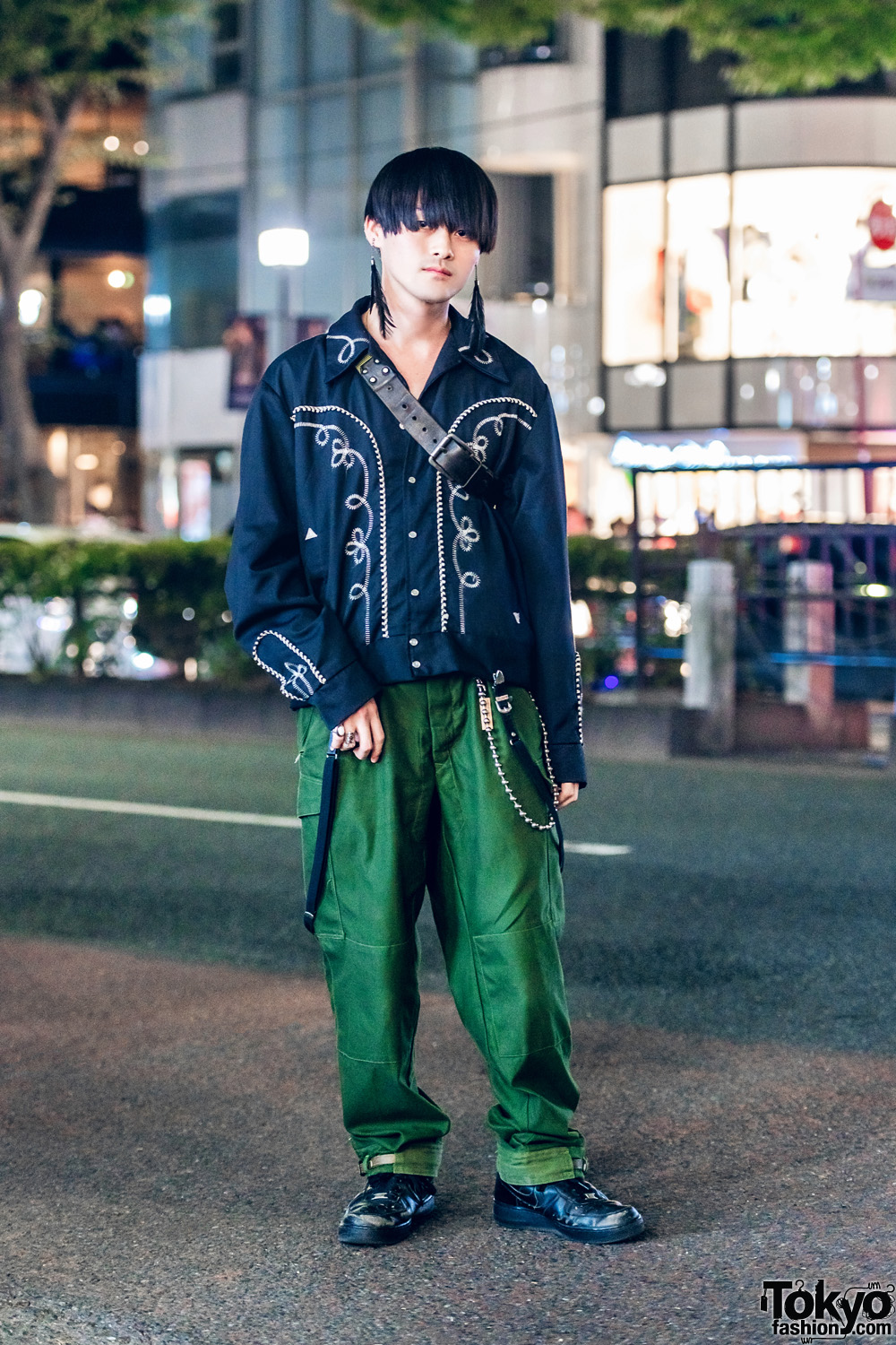 Vintage Street Style in Harajuku w/ Cowboy Shirt, Belted Hem Pants ...
