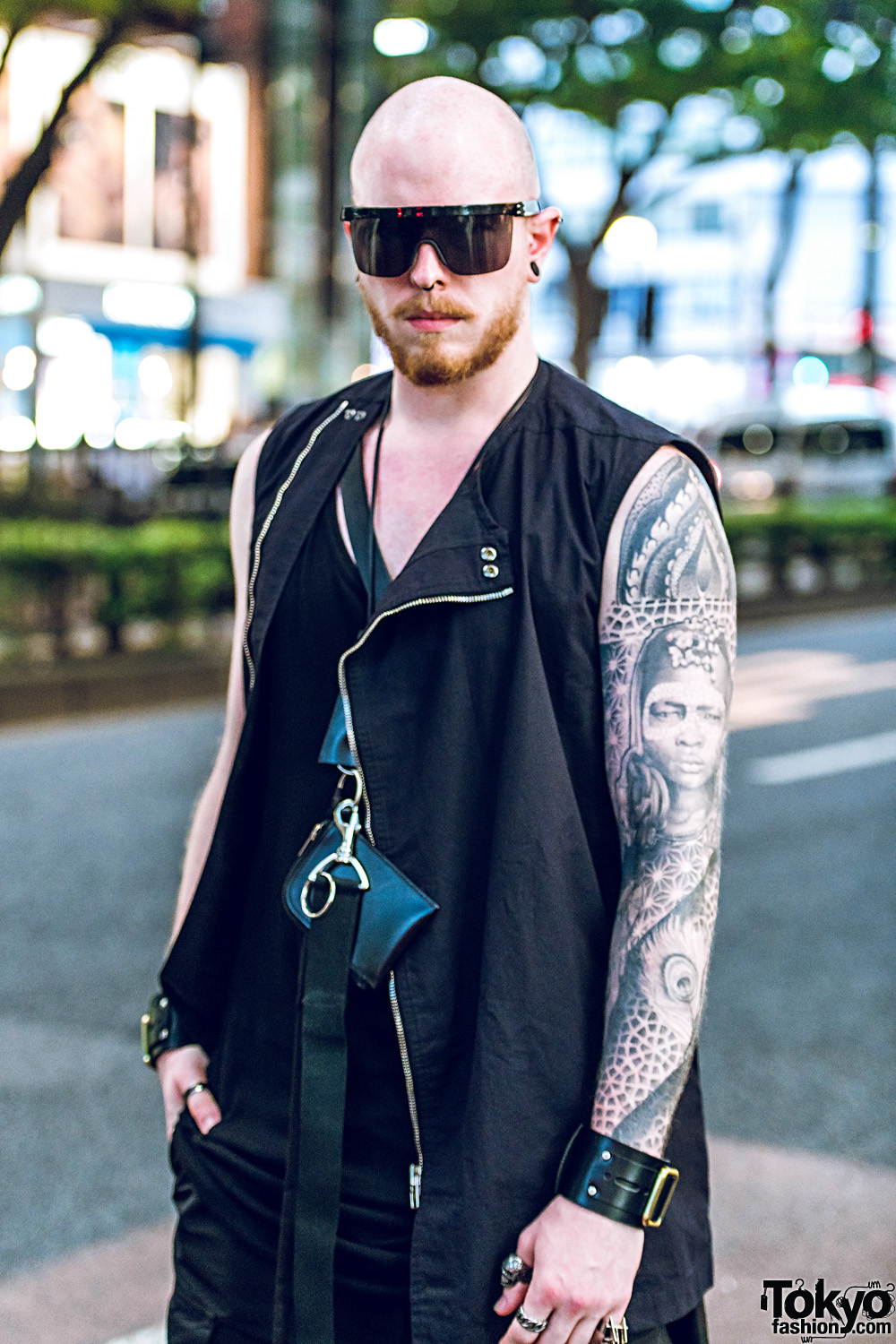 Rick Owens Asymmetrical Vest & Full Arm Tattoo – Tokyo Fashion