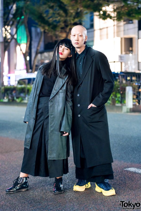 Harajuku Duo’s All Black Minimalist Street Styles w/ Yohji Yamamoto, Comme des Garcons, Raf Simons, Dr. Martens & Hyke