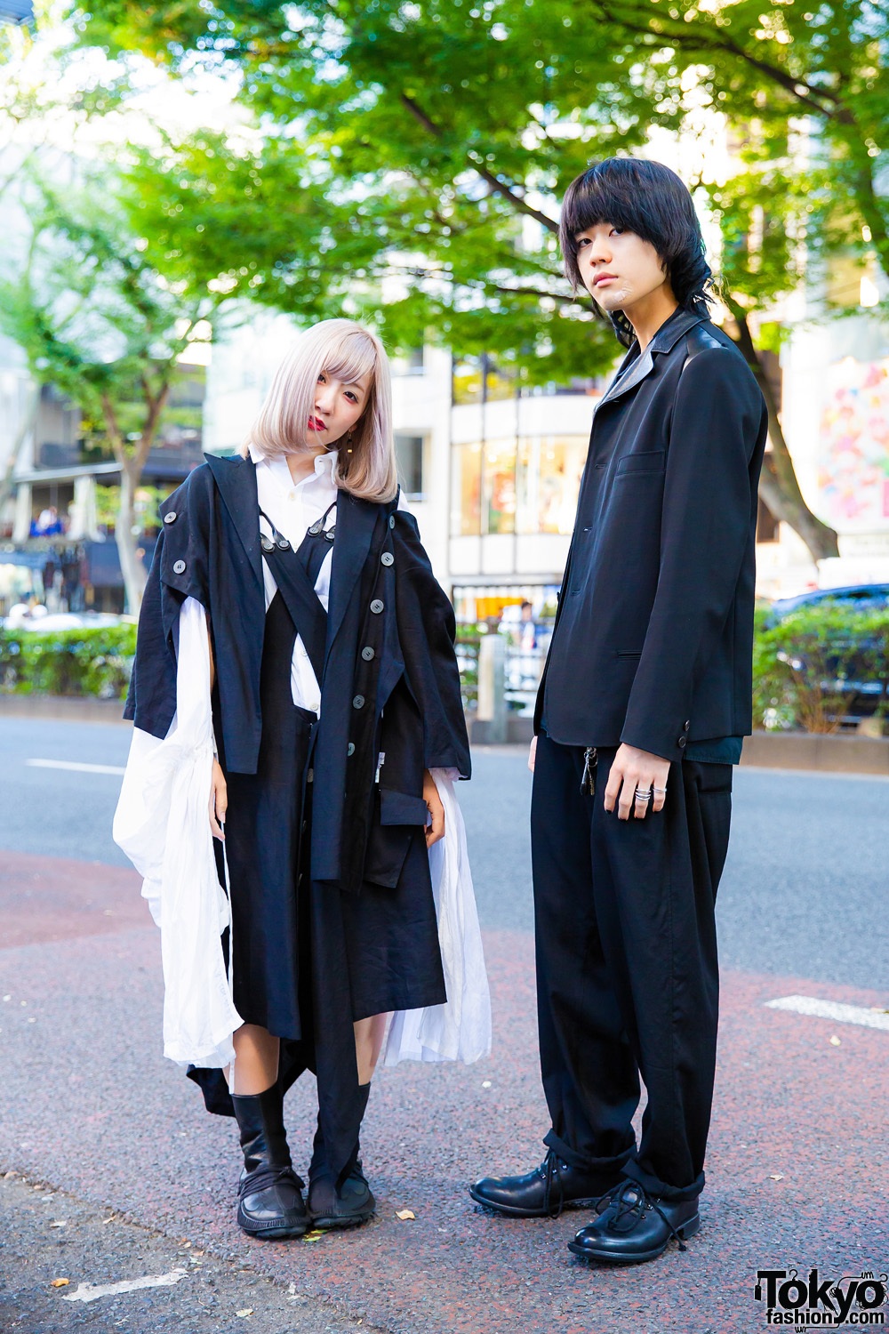Yohji Yamamoto Monochrome Streetwear in Harajuku w/ Jumperskirt 