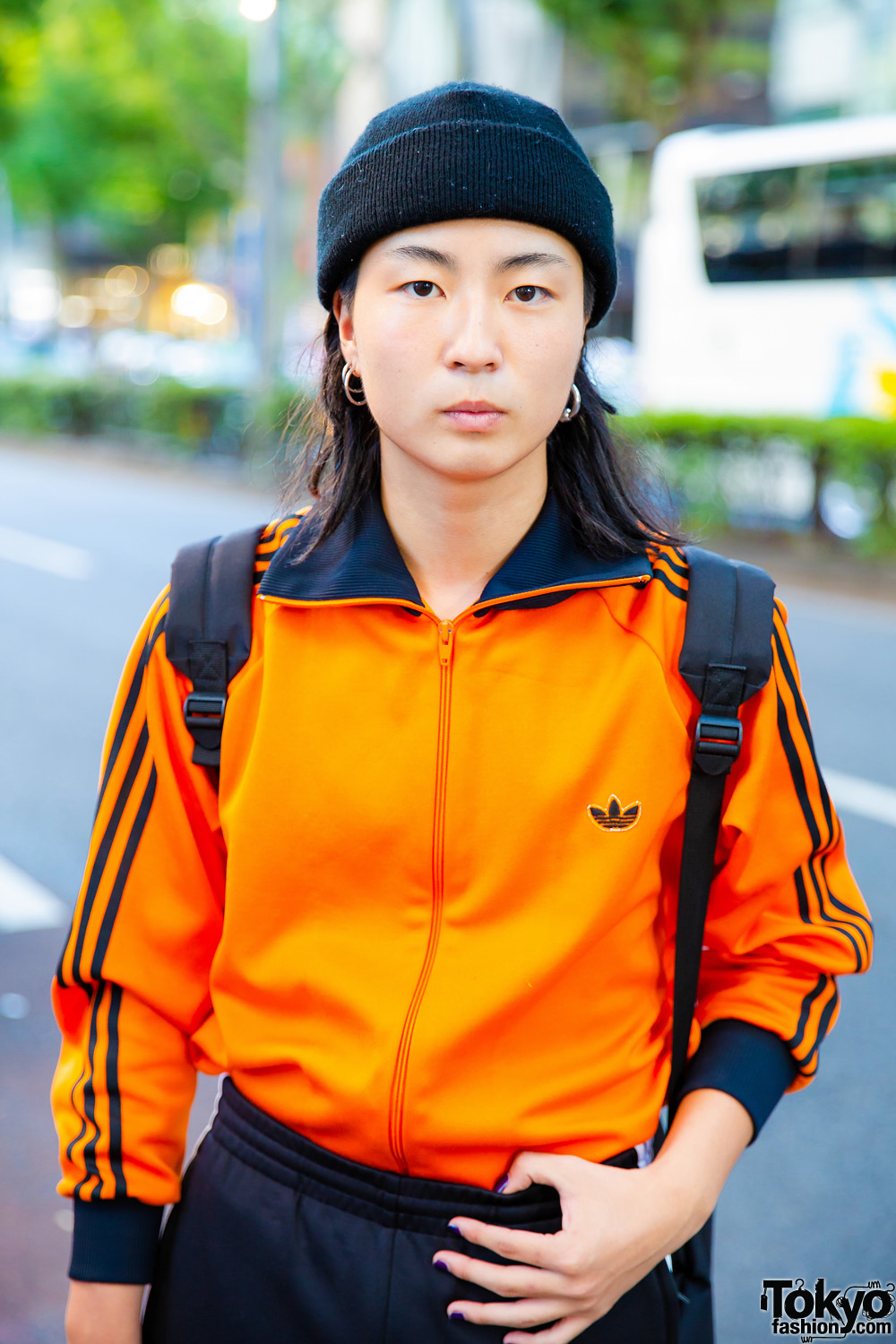 Tokyo Vintage & Handmade Streetwear w/ Orange Jacket, Black Track