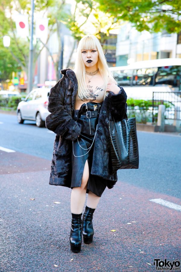 Gothic Japanese Streetwear Style w/ Faith Tokyo, I.Am.Gia, Justin Davis, MYOB NYC Leather Skirt & Crocodile Tote