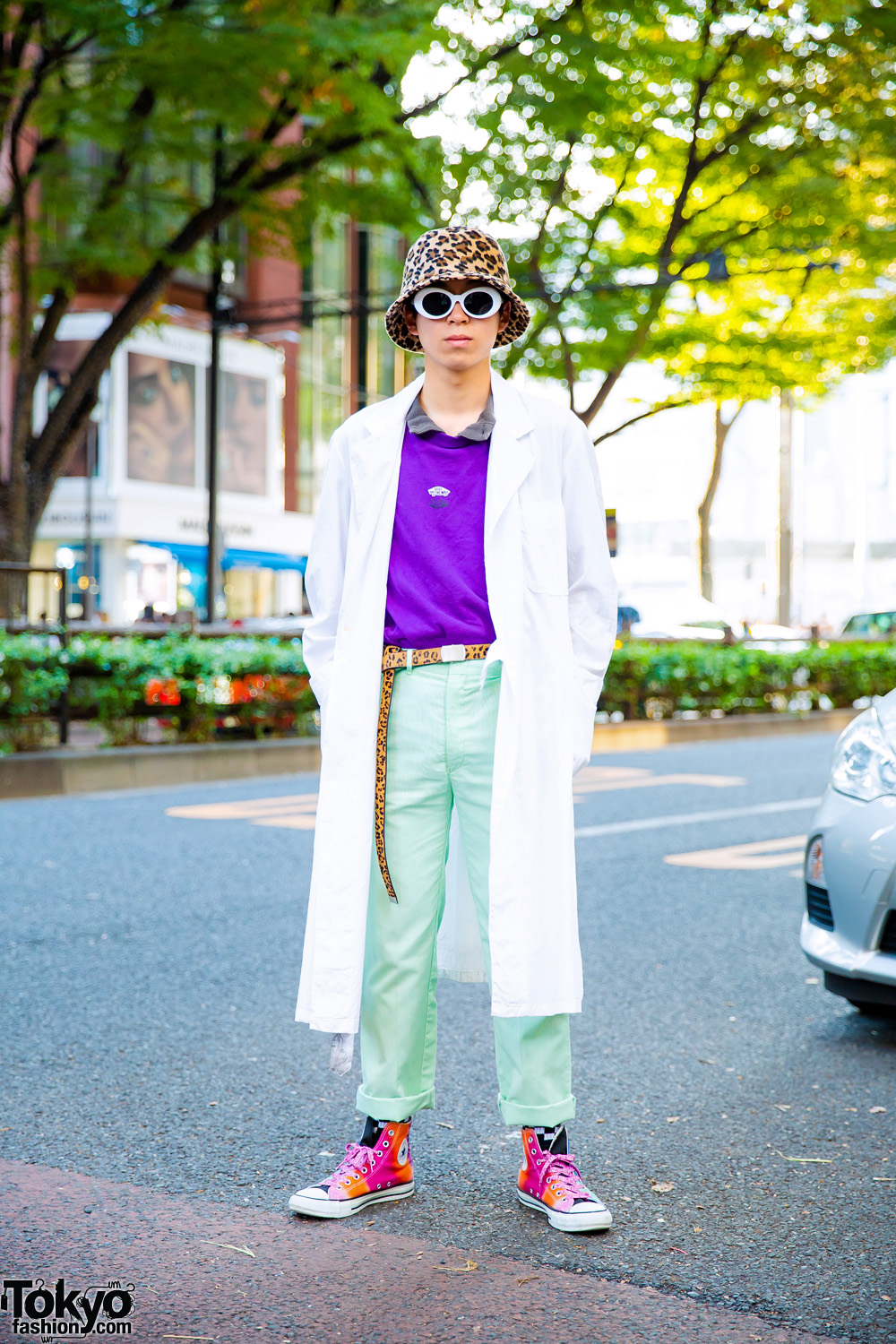 Harajuku Street Style w/ Leopard Print Hat, O.Well Kitakashigaya, Converse & Gucci