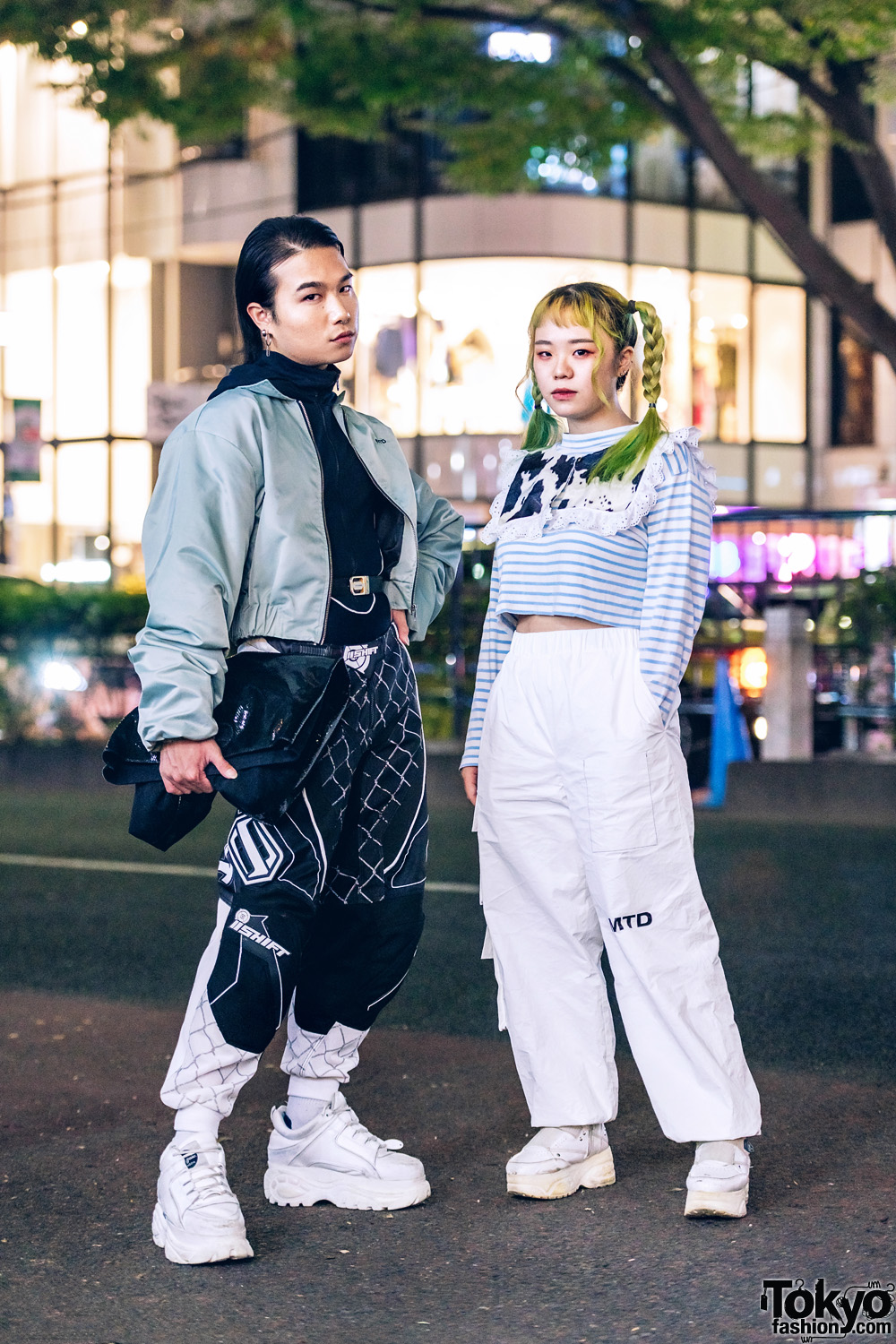 Harajuku Duo Streetwear Style w/ Twin Yellow Braids, More Than Dope, Namilia, Pinnap, Buffalo, Junya Watanabe, Thrift Tokyo, Yosuke & Handmade Collar