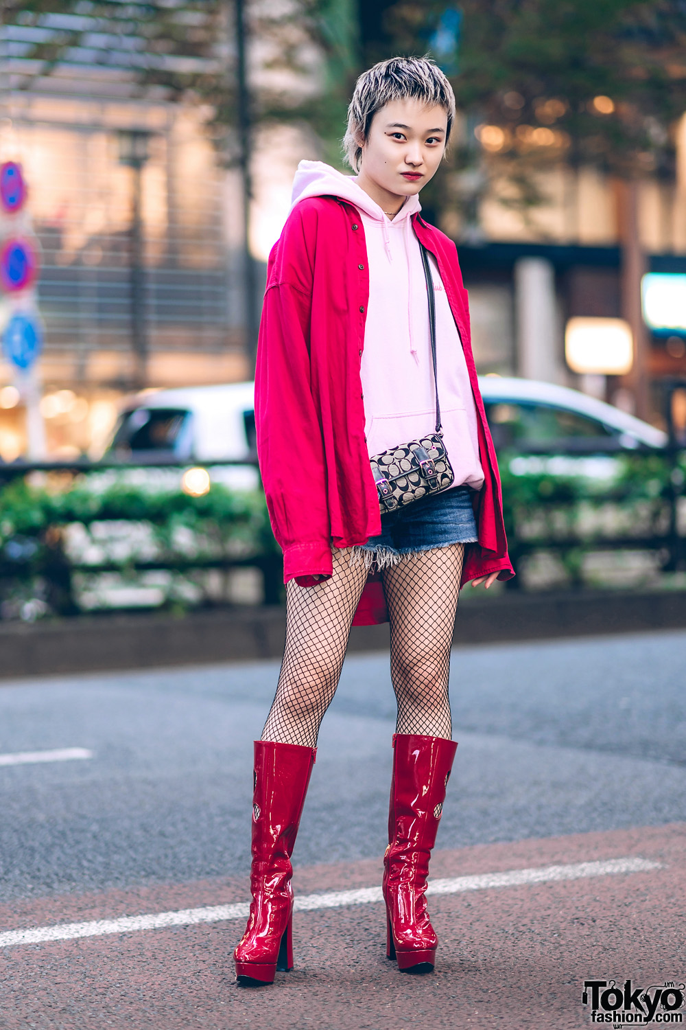 Tokyo Streetwear Style w/ Pixie Hair, Hoodie Sweater, Fringed Denim ...