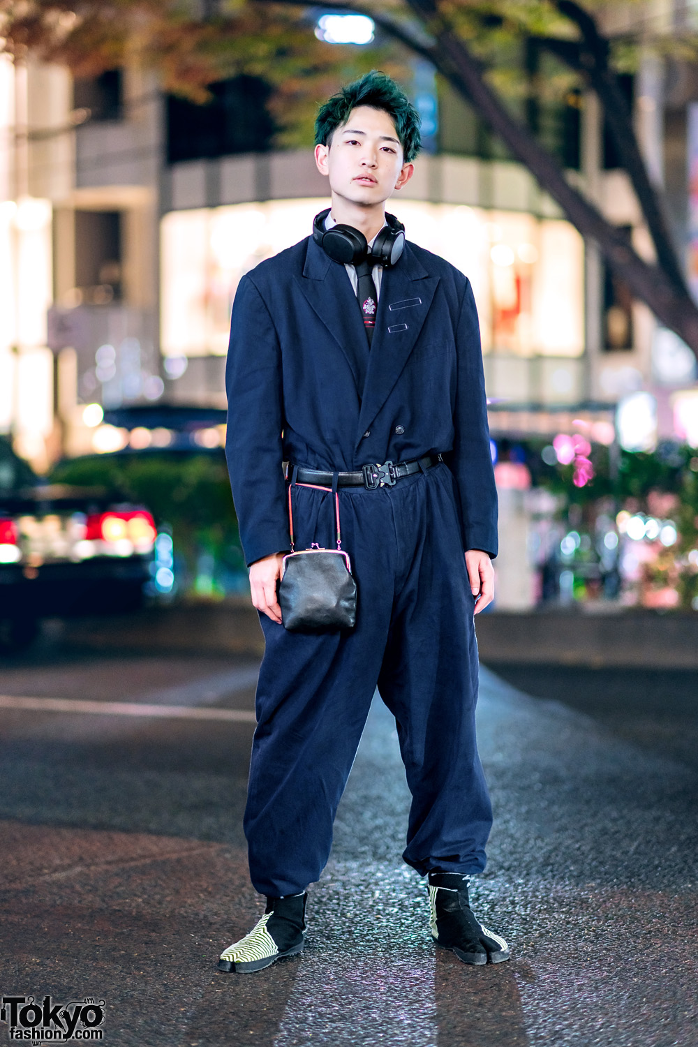 Harajuku Mens Streetwear Style w/ Comme des Garcons Jumpsuit, Dior Homme Necktie & Sou Sou Tabi Shoes