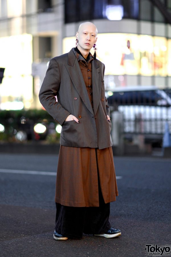 Harajuku Model/Musician in Vintage Monochrome Streetwear w/ Kenzo Coat ...