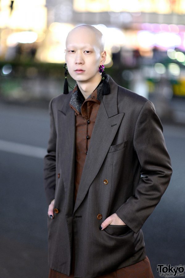 Harajuku Model/Musician in Vintage Monochrome Streetwear w/ Kenzo Coat ...