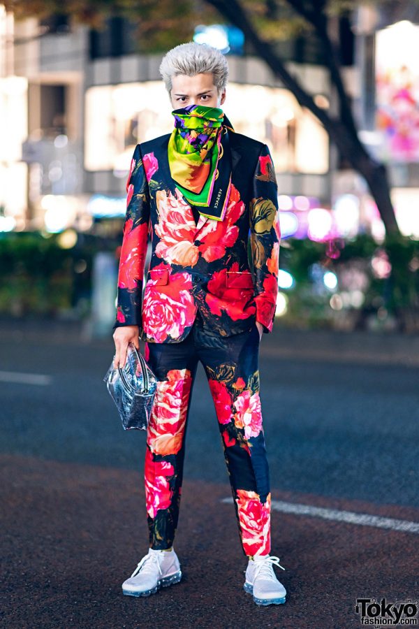 Alexander McQueen Floral Suit in Tokyo 