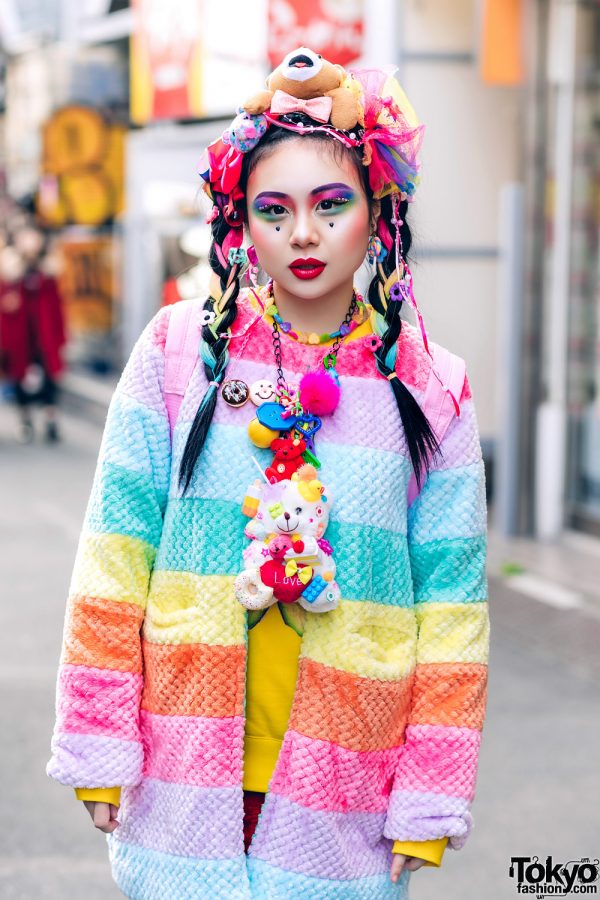 Japanese Kawaii Street Style w/ Colorful Bear Headpiece, Galaxxxy ...