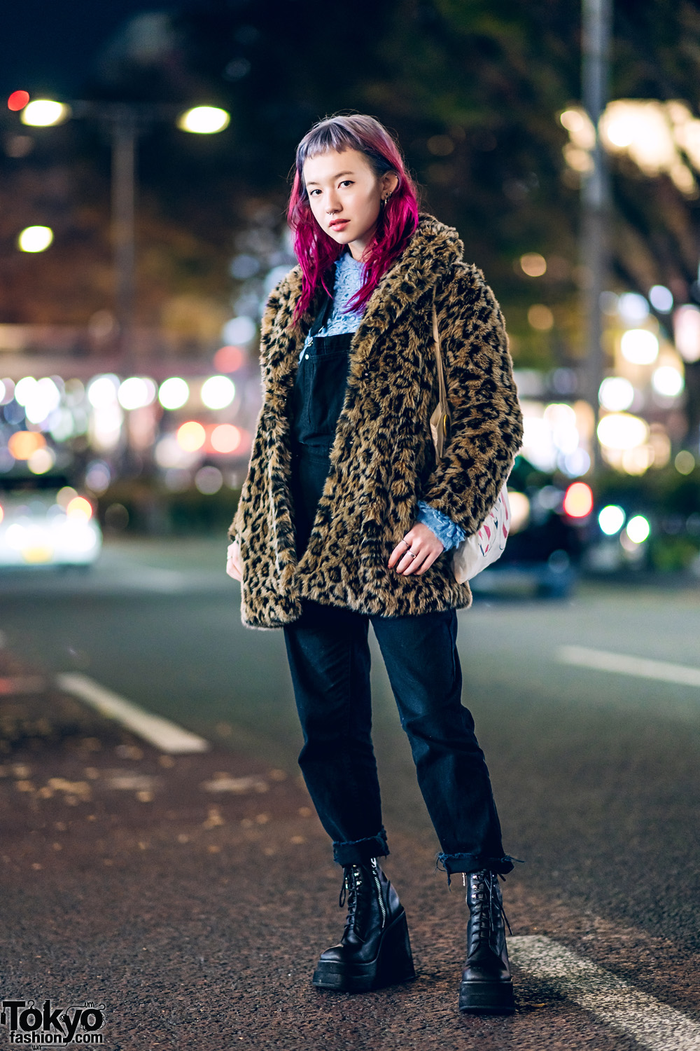 Winter Harajuku Streetwear Style w/ Leopard Print Jacket, X-Girl, UNIF  Overalls, Tiffany, VidaKush & Bloom – Tokyo Fashion