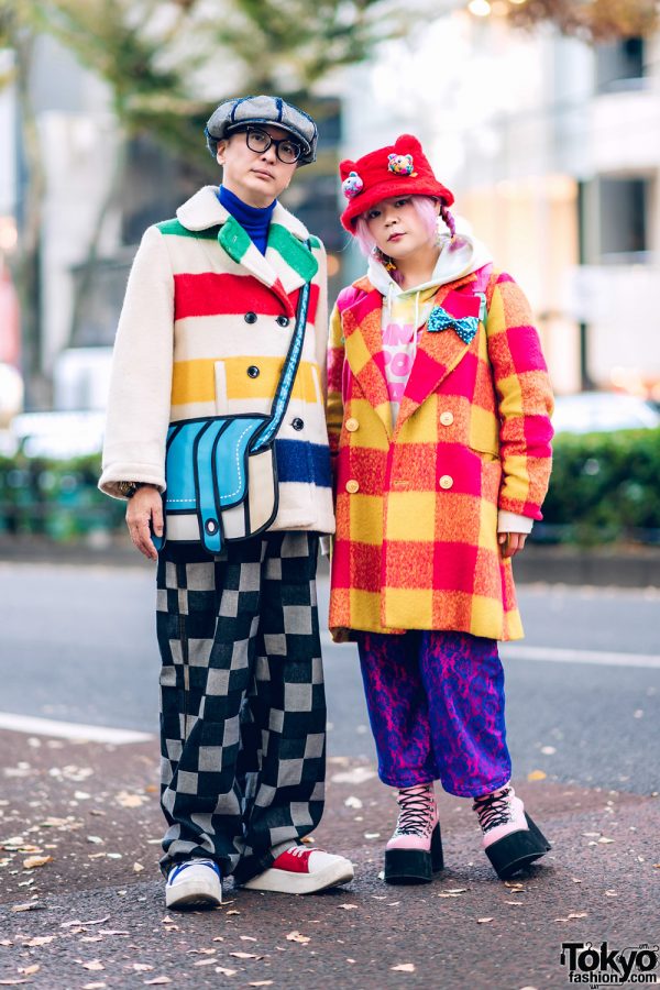 Japanese Duo’s Colorful Street Style w/ Punk Cake, Nincompoop Capacity, Tokyo Bopper, Candy Stripper, Demonia & 2D Crossbody Bag