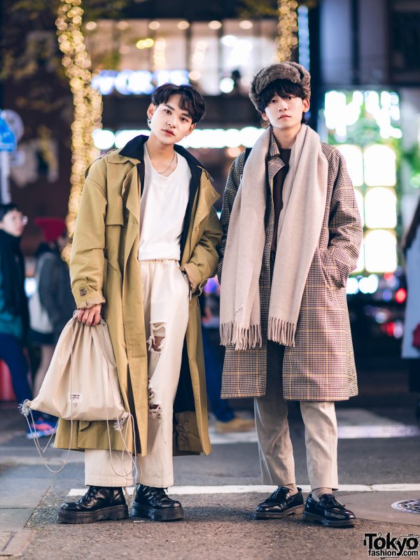 Tokyo Mens Winter Street Styles w/ Acne Studios, Urban Research Houndstooth Coat, Burberry, Ikumi & Dr. Martens