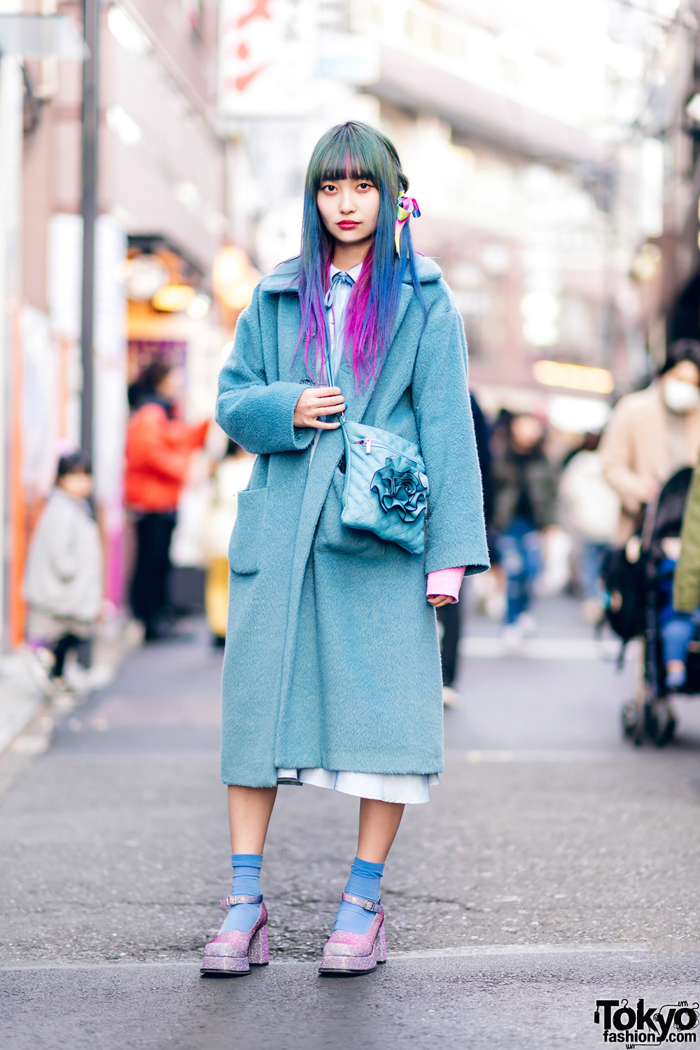 Colorful Hair Harajuku Street Style w/ Merry Jenny Coat, Teenstyle Select, Office Kiko & Vintage Fashion