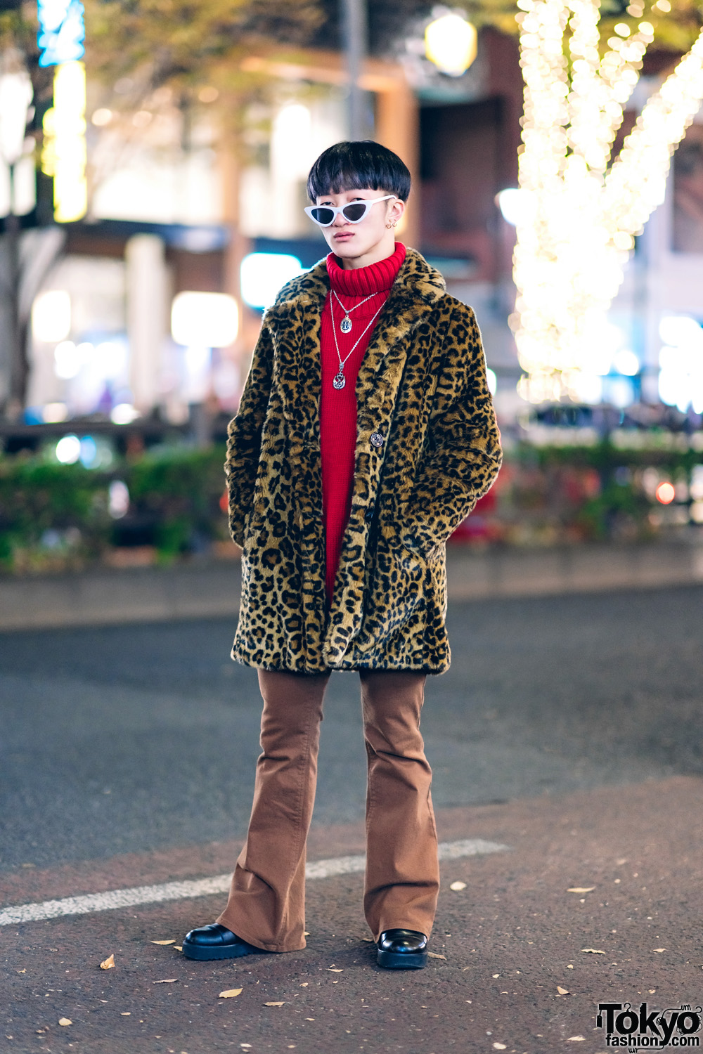 Leopard Print Coat & Red Turtleneck Street Style in Harajuku w/ Zara TRF,  Murua, Whoop-De-Doo, Saad & Vintage Fashion – Tokyo Fashion