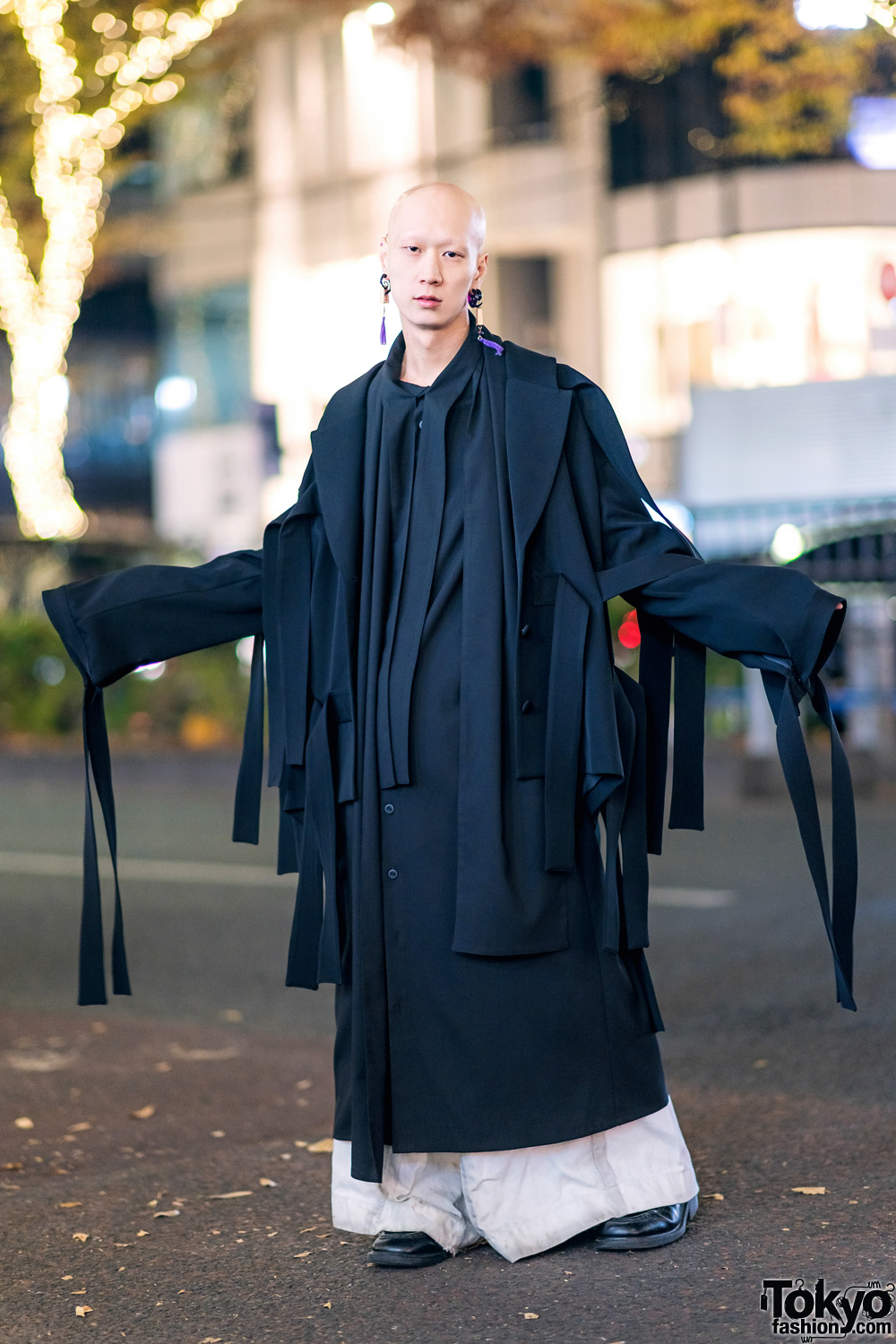 Japanese Musician in Harajuku w/ Kemono Japan Oversized Coat, Nozomi Ishiguro & Dr. Martens