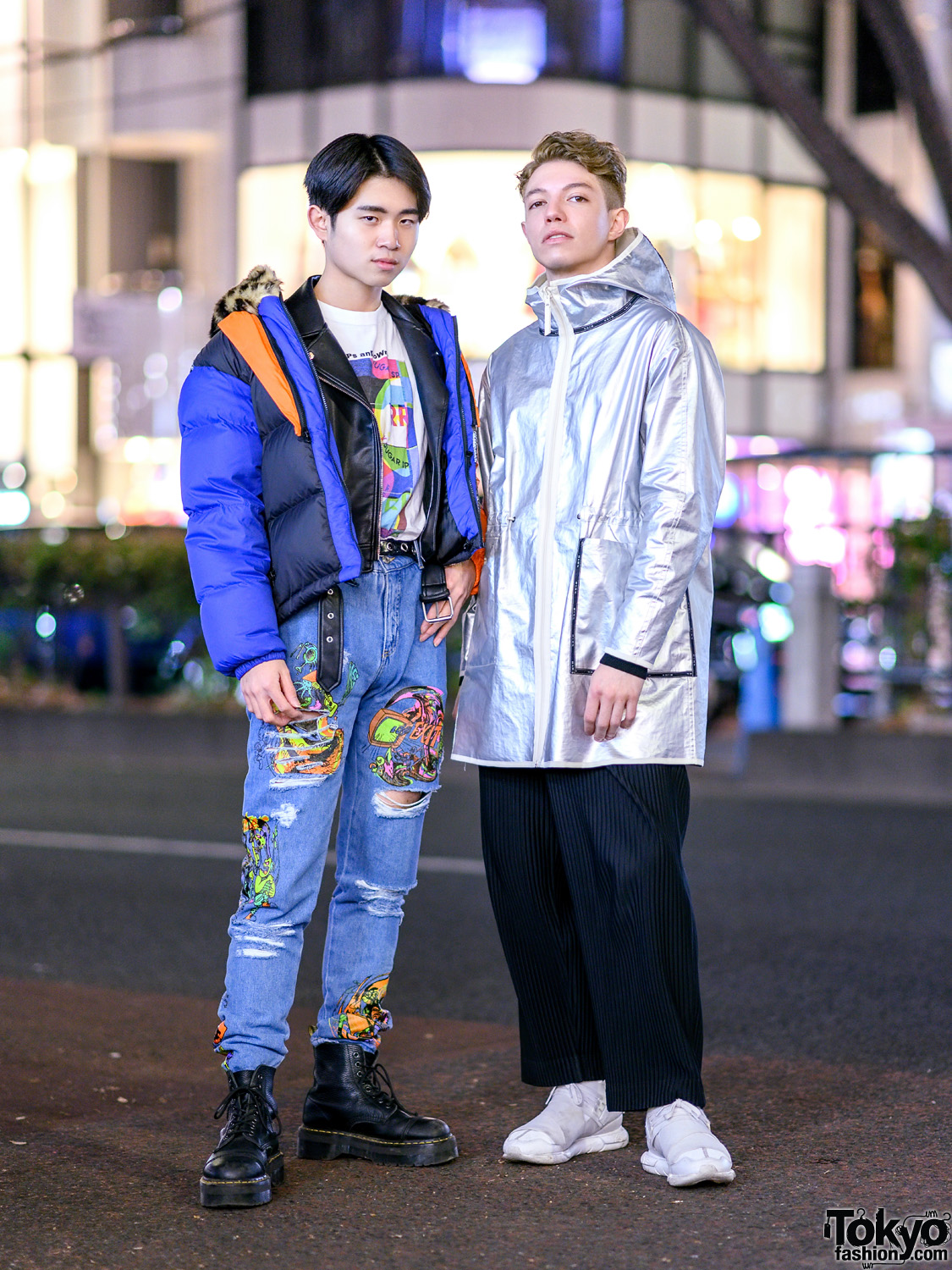 Tokyo Mens Streetwear Fashion w/ Moschino Puffer Jacket, Issey Miyake Accordion Pants, Jeremy Scott, Dr. Martens, RRR, Nike, Lemaire & Y-3 Sneakers