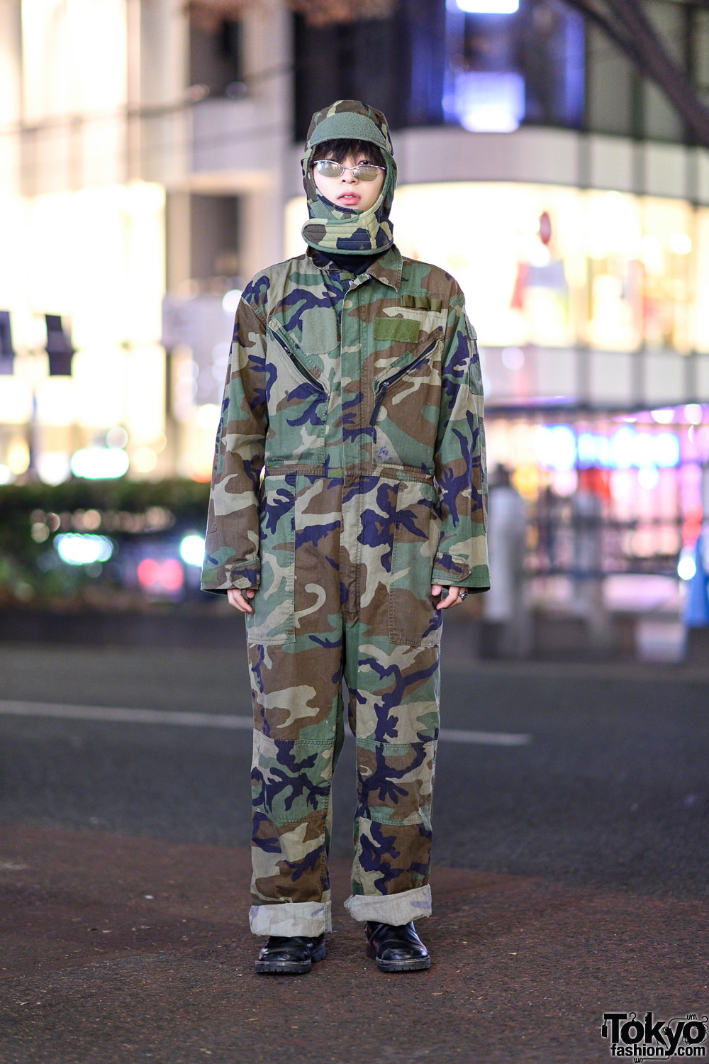 Camouflage Streetwear Style in Harajuku w/ Cuffed Overalls 