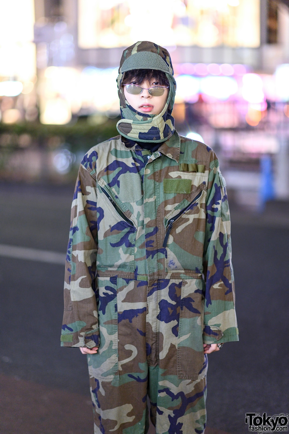 Camouflage Streetwear Style in Harajuku w/ Cuffed Overalls 