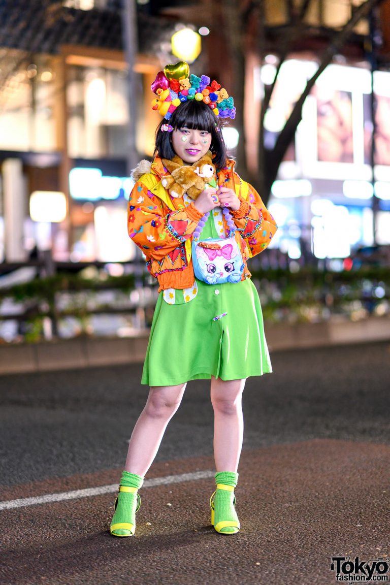 Colorful Tokyo Street Style w/ Handmade Rainbow Plushie Headdress ...