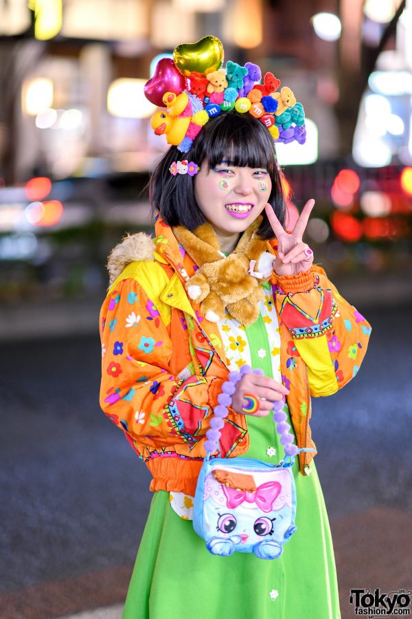 Colorful Tokyo Street Style w/ Handmade Rainbow Plushie Headdress ...