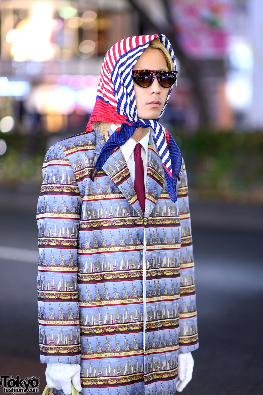 Harajuku Guy’s Streetwear Style w/ YSL Headscarf, Vaquera NYC Coat ...