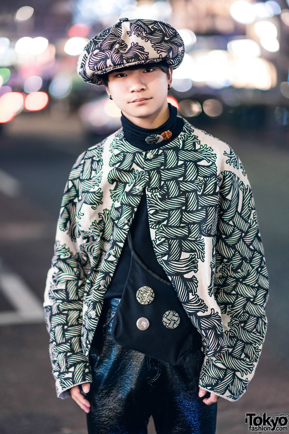 Christopher Nemeth Harajuku Street Style w/ Rope Print Jacket, Beret &  Vintage Patent Pants – Tokyo Fashion