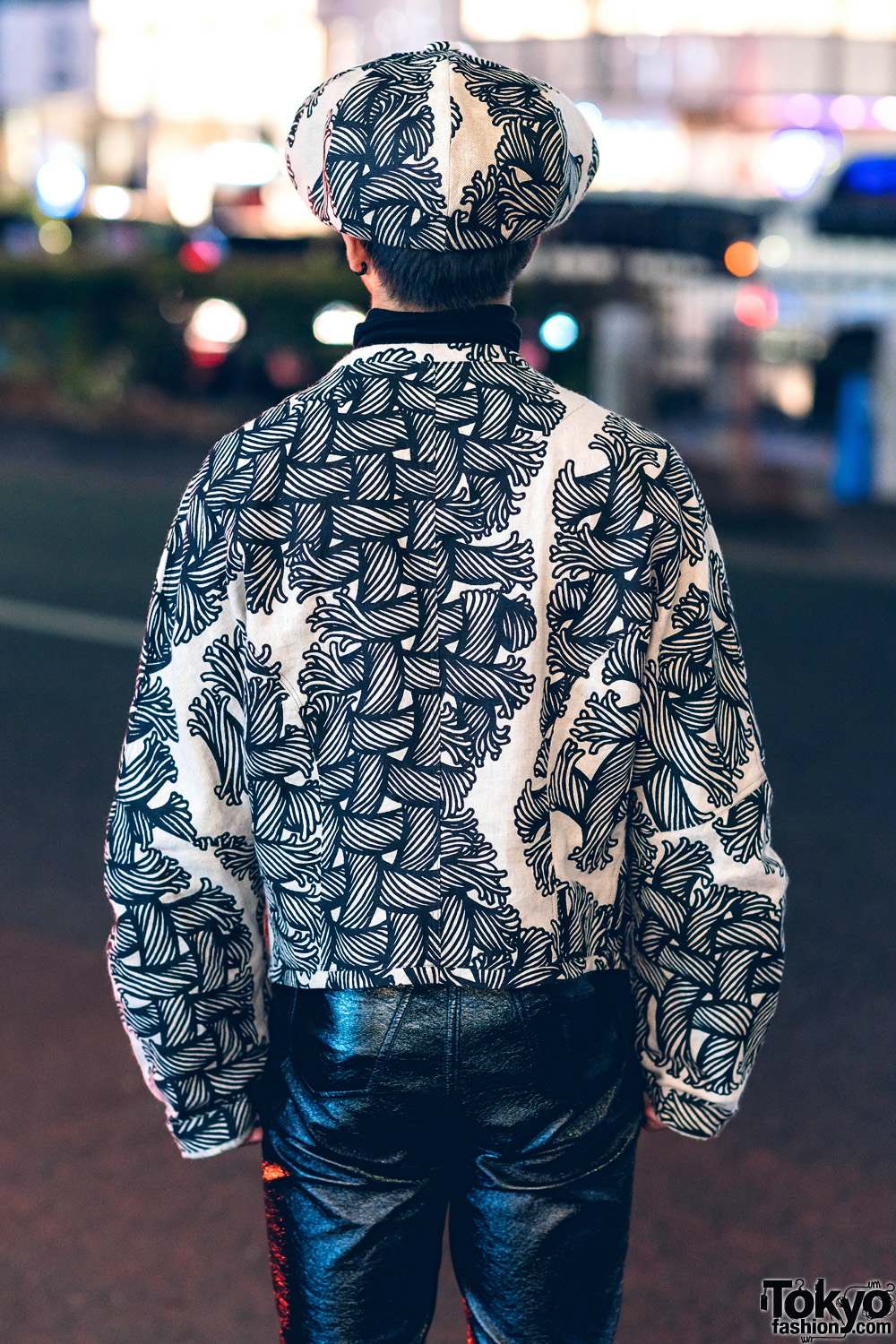 Christopher Nemeth Rope Print Fashion in Harajuku w/ Beret