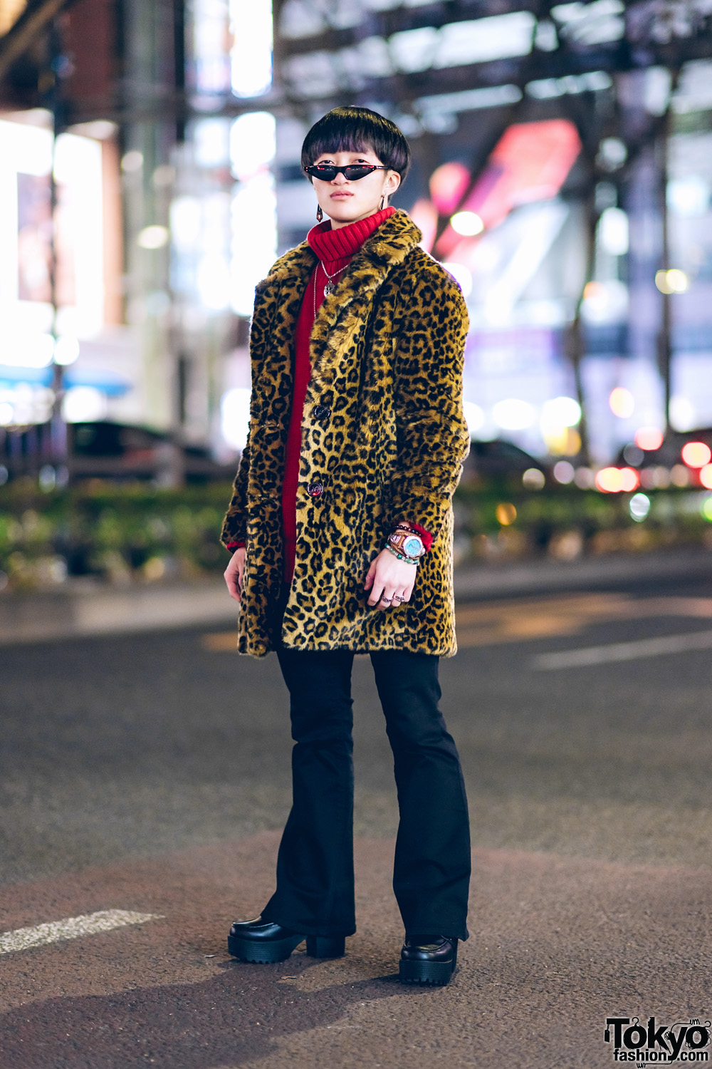Leopard Print Coat & Red Turtleneck Street Style w/ Zara TRF, Emoda, Yosuke, & Saad