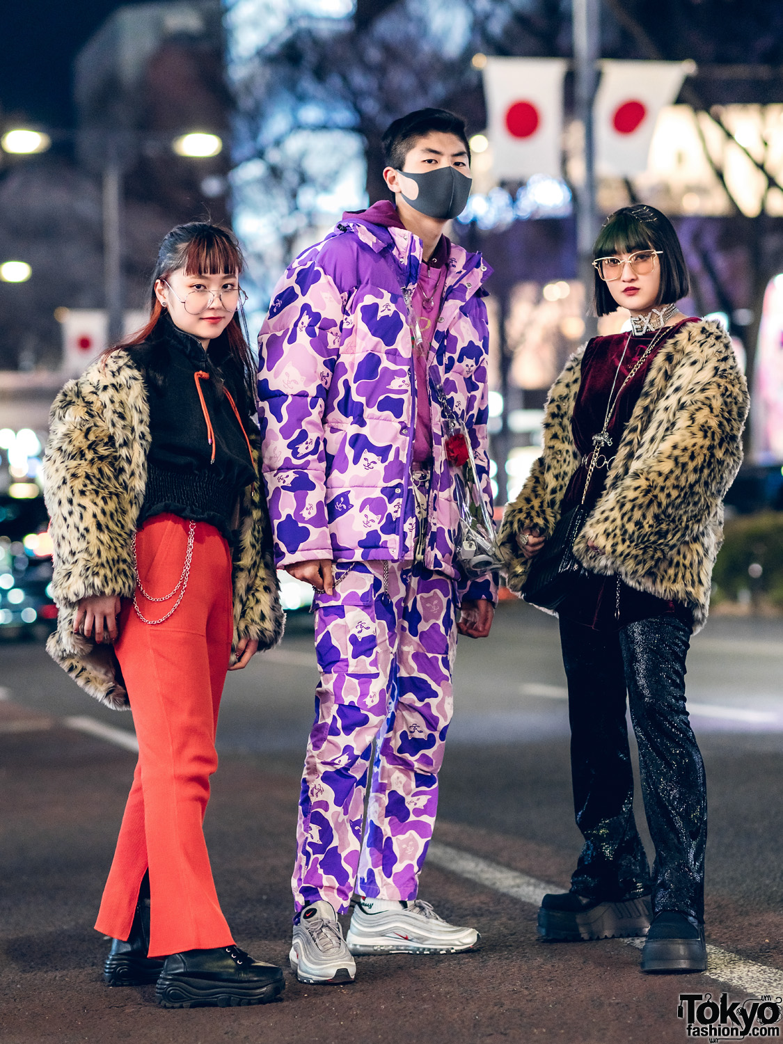 Harajuku Teens Streetwear Styles w/ Ripndip Cat Camo Print, WEGO Leopard Print Fur Jackets, MYOB, Jeanasis, FR2, Demonia, Nike & Romantic Standard