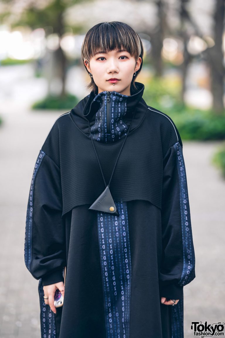 Modern Minimalist Japanese Street Style w/ Kakuremi Cowl Neck Dress, Dr ...