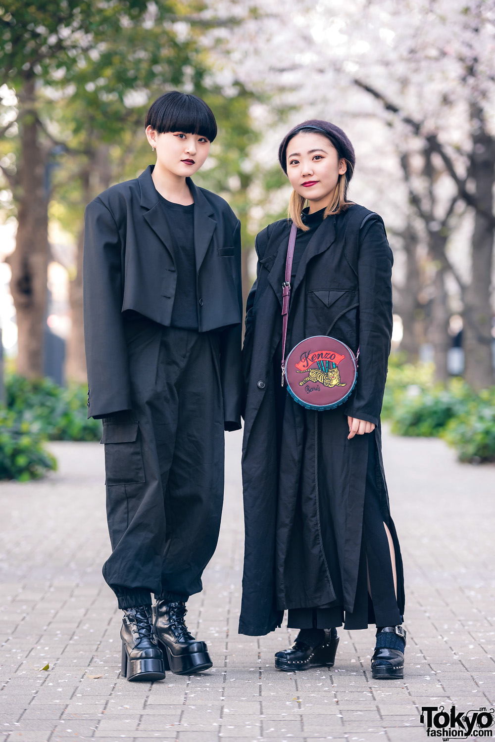 All Black Styles at Bunka Fashion College w/ Limi Feu Long Coat, Style Nanda Cropped Blazer, Sly, This Is Never That, Studious, Kenzo Round Sling & Yosuke Platforms