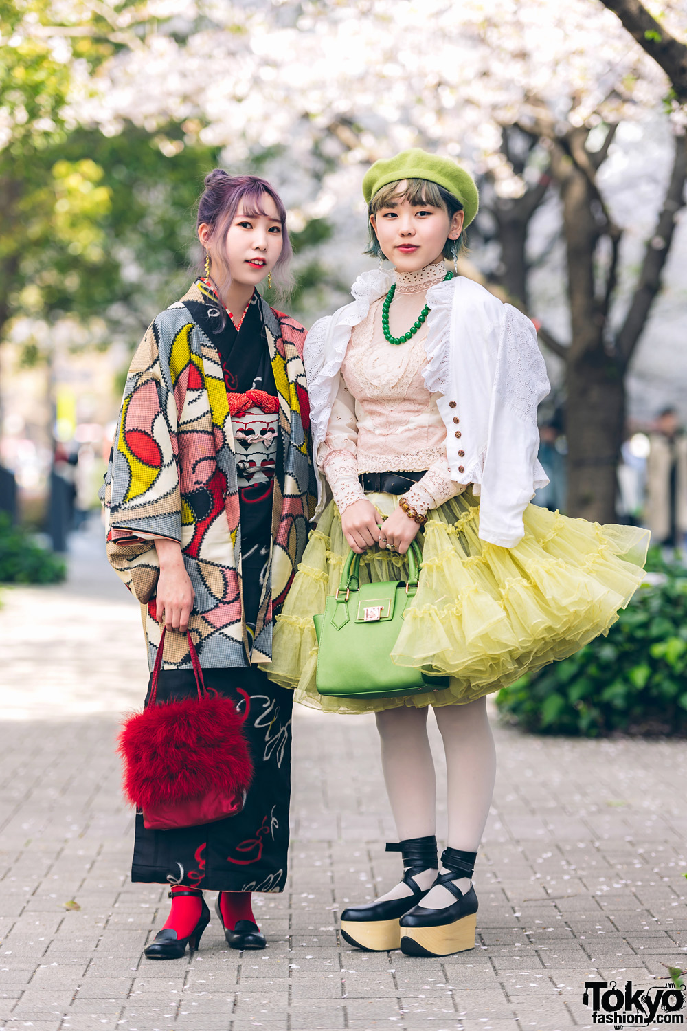 Kimono & Tutu Japanese Street Styles in Tokyo w/ Colorful Hair & Vivienne Westwood Rocking Horse Shoes