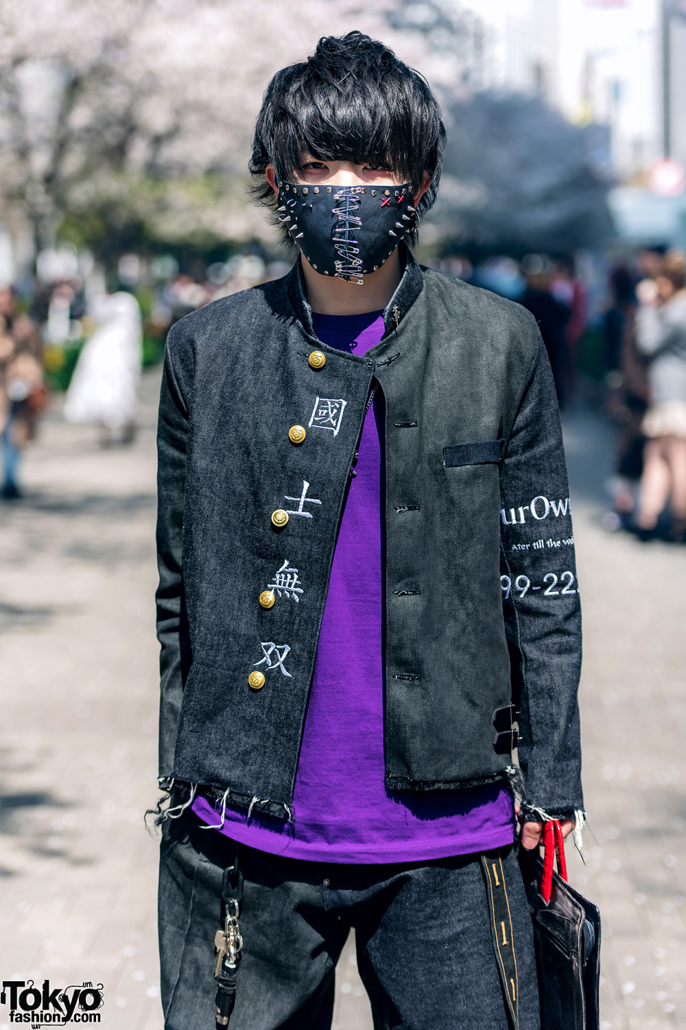 All Black Harajuku Street Style w/ Printed Face Mask, Kenzo