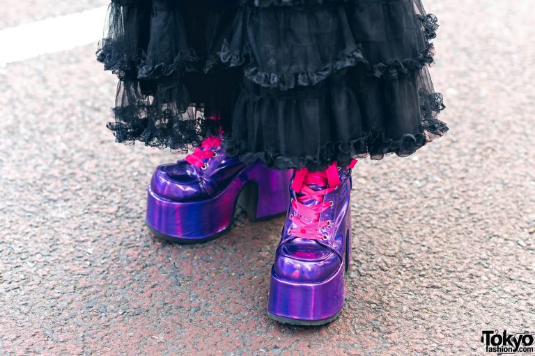 dolls kill purple butterfly heels
